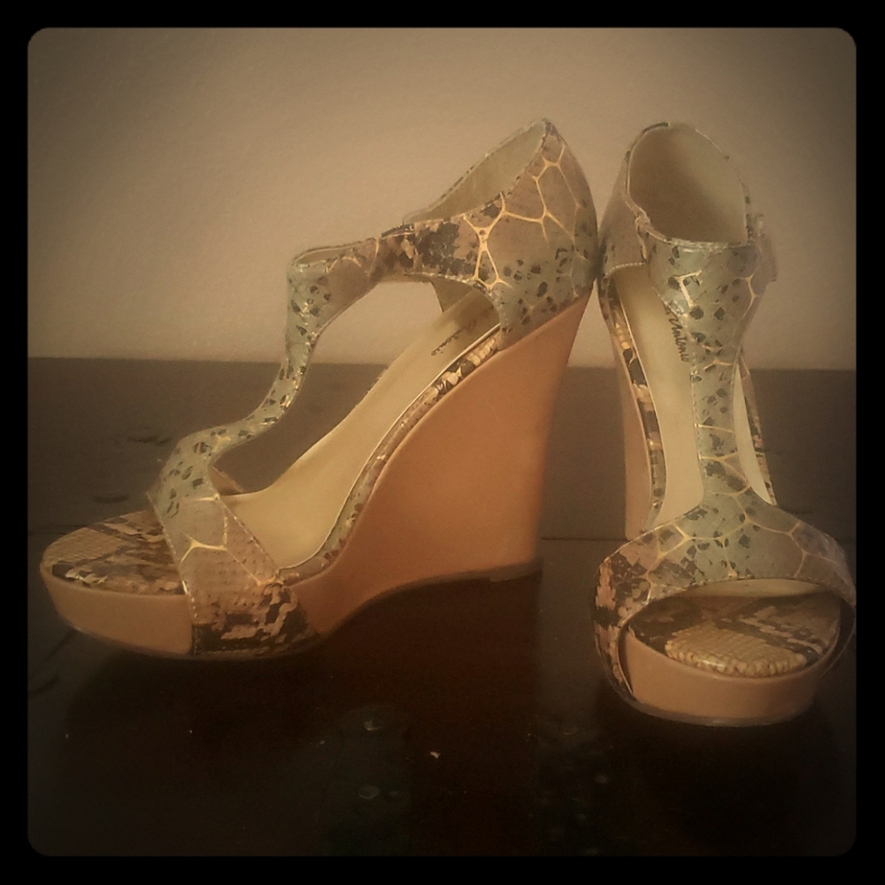 Snake print wedges